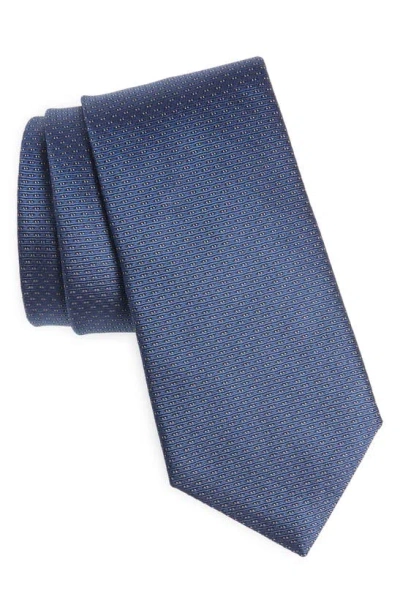 Canali Neat Silk Tie In Blue