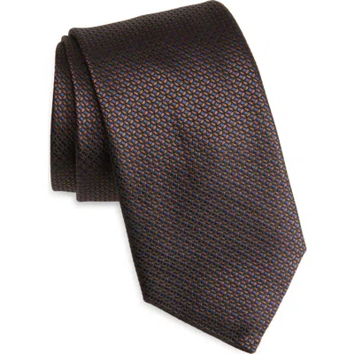 Canali Neat Silk Tie In Brown