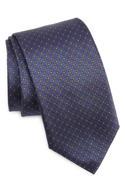 Canali Neat Silk Tie In Brown