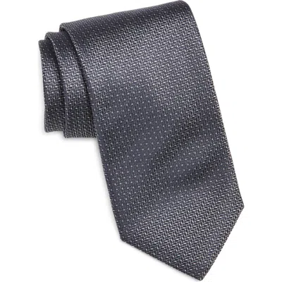 Canali Neat Silk Tie In Dark Grey