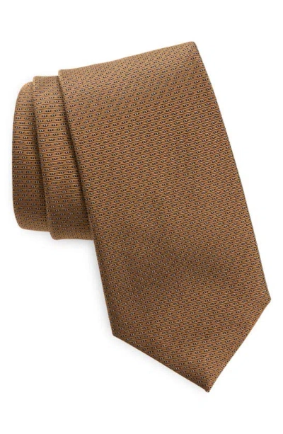 Canali Neat Silk Tie In Brown