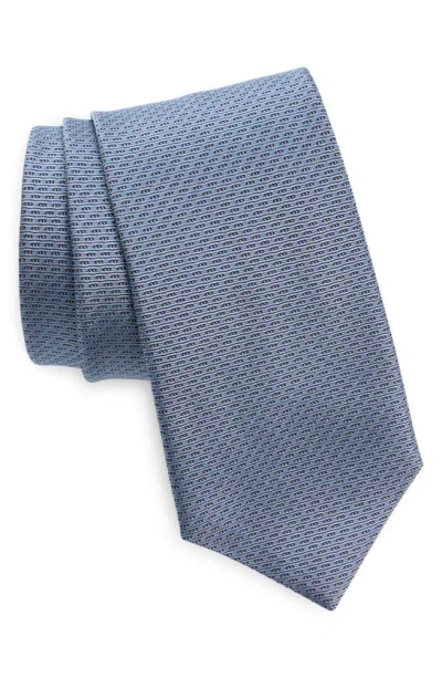 Canali Neat Silk Tie In Light Blue