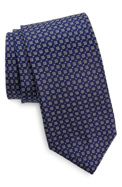Canali Neat Silk Tie In Blue