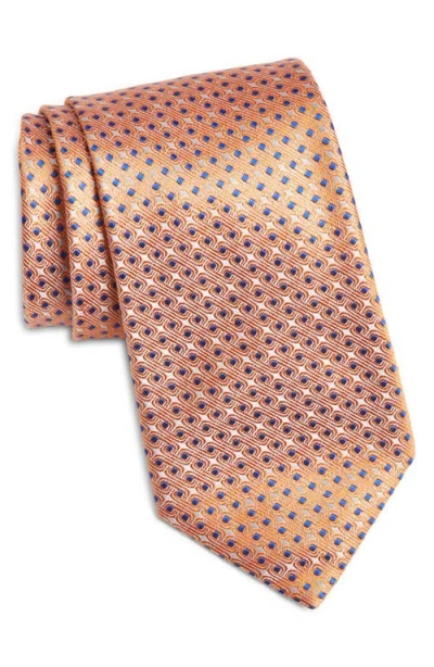 Canali Neat Silk Tie In Orange
