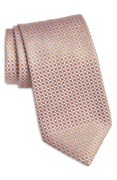 Canali Neat Silk Tie In Orange