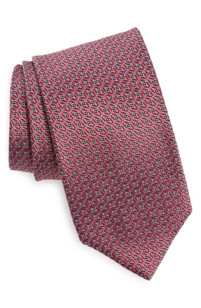Canali Neat Silk Tie In Pink
