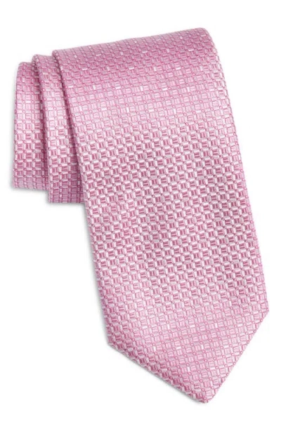 Canali Neat Silk Tie In Pink