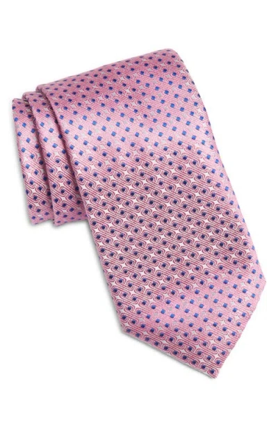 Canali Neat Silk Tie In Pink