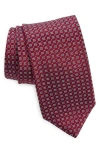 Canali Neat Silk Tie In Red