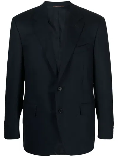Canali Notched-lapel Single-breasted Blazer In Blue