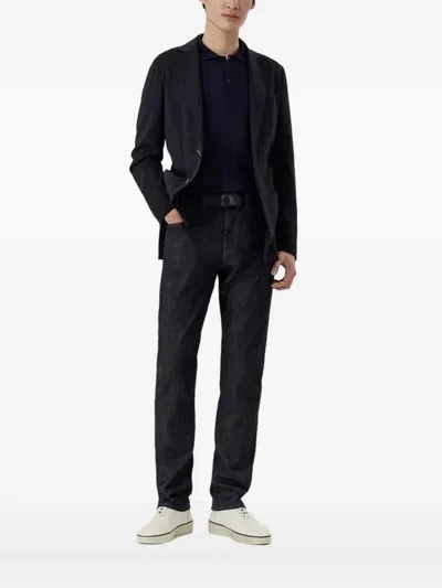 Canali Notched-lapels Blazer In Blue