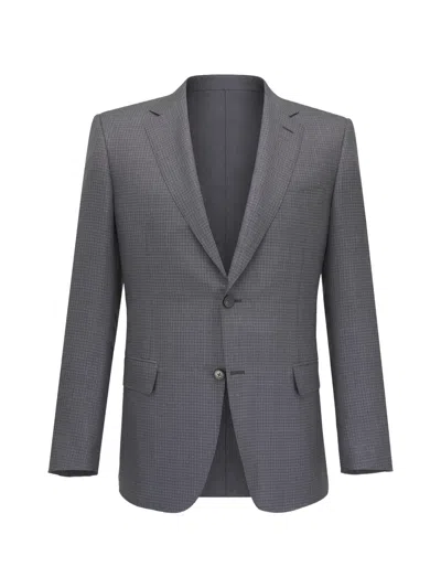 Canali Notched Lapels Check Suit In Gray