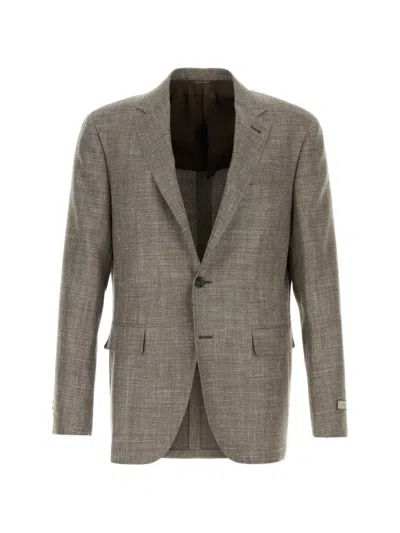 Canali Notched-lapel Blazer In Gray