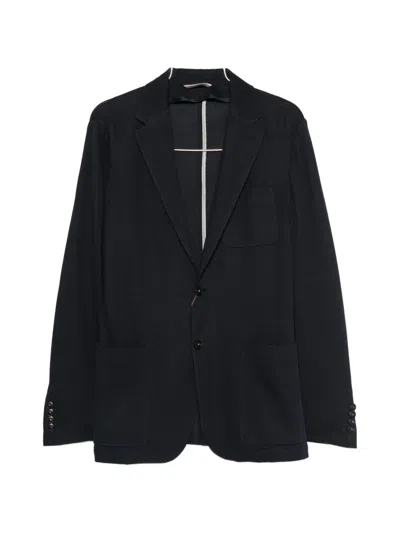Canali Notched-lapel Patch-pocket Blazer In Black