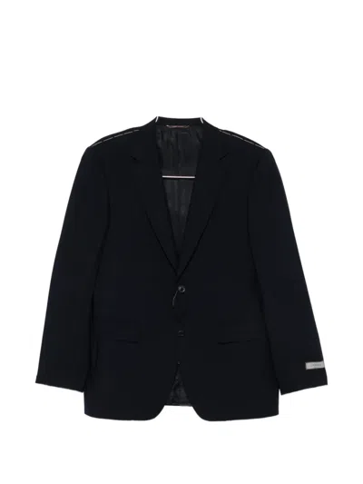 Canali Notched-lapel Single-breasted Blazer In Blue