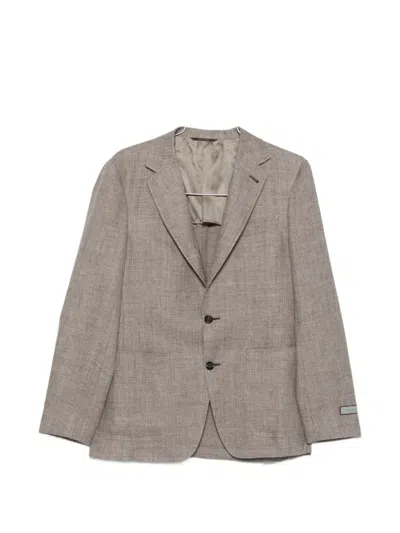 Canali Notched-lapel Single-breasted Blazer In Brown