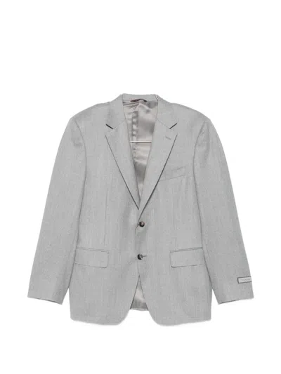 Canali Notched-lapel Single-breasted Blazer In Gray