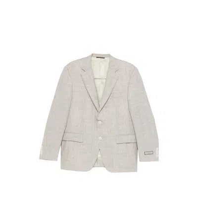 Canali Notched-lapel Suit In Neutral