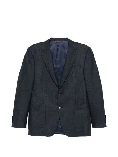 Canali Notch-lapel Single-breasted Blazer In Blue