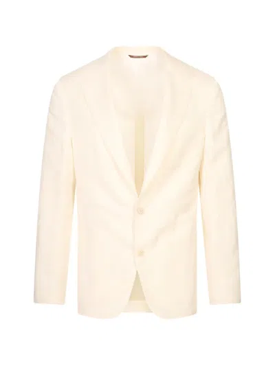 Canali Notch-lapel Single-breasted Blazer In Neutral