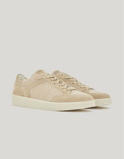 Canali Nuvola Beige Woven Canvas And Suede Sneakers In Neutral