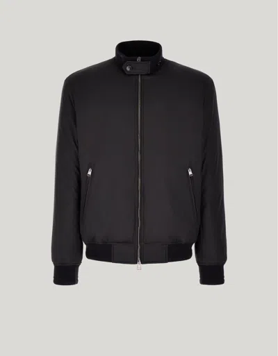 Canali Nuvola Black Padded Technical Fabric Bomber Jacket