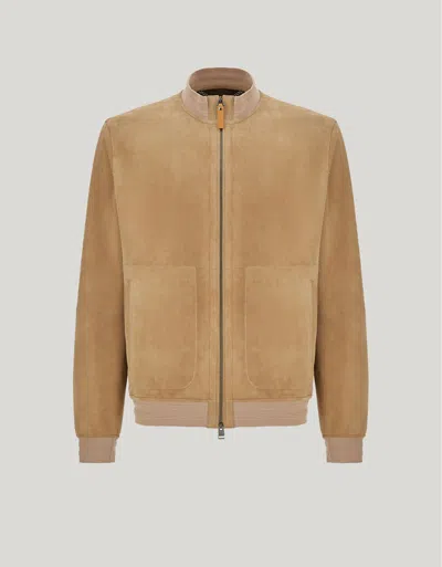 Canali Nuvola Blouson En Daim Beige Ultradoux In Brown