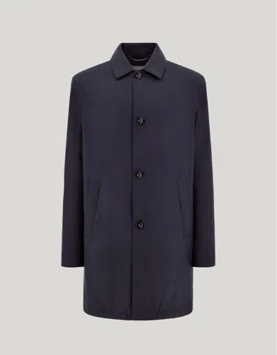 Canali Nuvola Blue Technical Fabric Rain Coat With Membrane