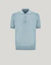 Canali Nuvola Brianza Green Garment-dyed Wool And Silk Polo Shirt In Blue