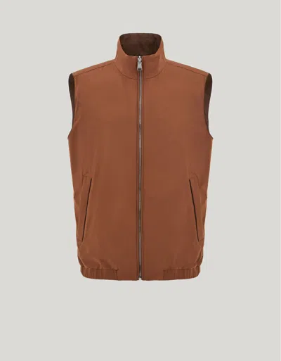 Canali Nuvola Burnt Brown Reversible Vest In Technical Fabric With Membrane