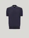 Canali Nuvola Dark Navy Garment-dyed Wool And Silk Polo Shirt In Blue