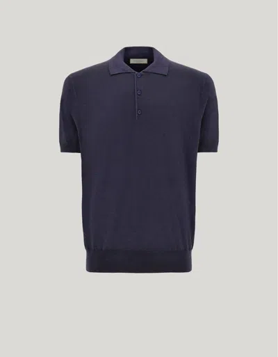 Canali Nuvola Dark Navy Garment-dyed Wool And Silk Polo Shirt In Blue