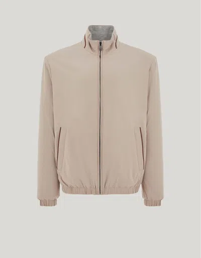 Canali Nuvola Dune Reversible Blouson Jacket In Technical Fabric And Jersey In Neutral