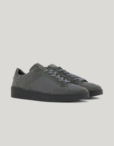 Canali Nuvola Gray Nylon And Suede Sneakers With Black Sole