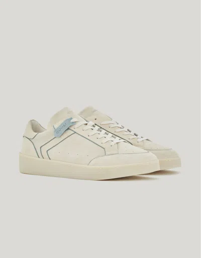 Canali Nuvola Ivory Suede Sneakers With Ribbing In Multi