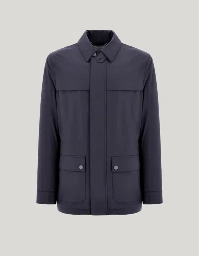 Canali Nuvola Maestrale Blue Technical Fabric Field Jacket In Gray
