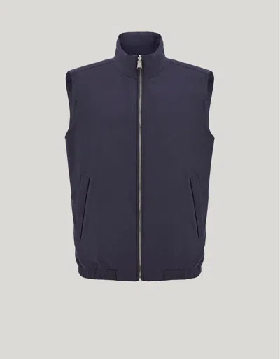 Canali Nuvola Midnight Blue Reversible Vest In Technical Fabric With Membrane
