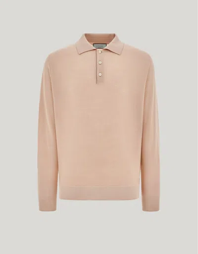 Canali Nuvola Pale Pink Seamless Pure Wool Polo Shirt