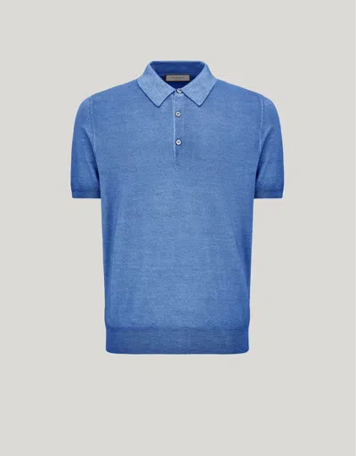 Canali Nuvola Polo Bleu, En Laine Et Soie In Blue