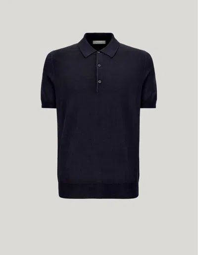 Canali Nuvola Polo En Laine Et Soie Marine Foncé In Blue