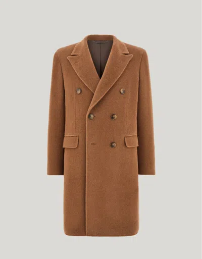 Canali Nuvola Sand-colored Babyllama And Wool Unlined Double-breasted Coat In Brown