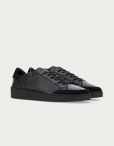 Canali Nuvola Sneaker Noire En Cuir Et Daim In Black