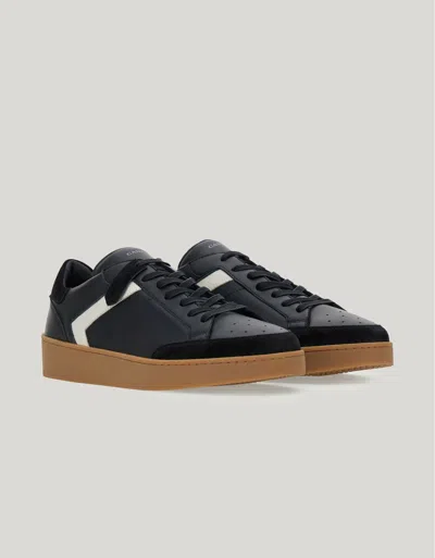 Canali Nuvola Sneakers En Cuir De Veau Noir Et Blanc Cassé In Gray