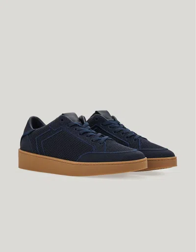 CANALI NUVOLA SNEAKERS EN MAILLE BLEU MARINE AVEC DÉTAILS BRODÉS