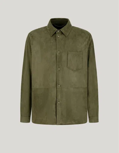 Canali Nuvola Surchemise Vert Sauge En Daim Ultra-doux In Green