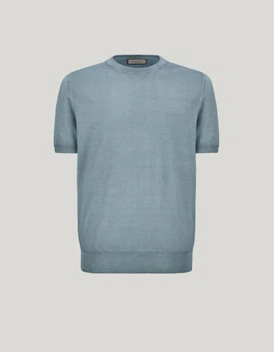 Canali Nuvola T-shirt, Laine Et Soie Verte In Blue