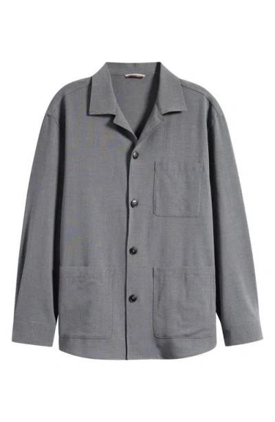 Canali Nuvola Wool Blend Shirt Jacket In Grey