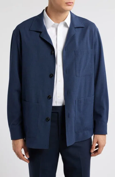 Canali Nuvola Wool Blend Shirt Jacket In Navy