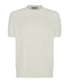 Canali White Microstructured Cotton T-shirt With Closed Hem In White