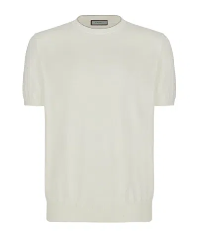 Canali Off-white T-shirt In Plain Knit Cotton